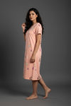 Zivame Farm Lore Knit Cotton Knee Length Nightdress - Peach Pearl — thumbnail 3